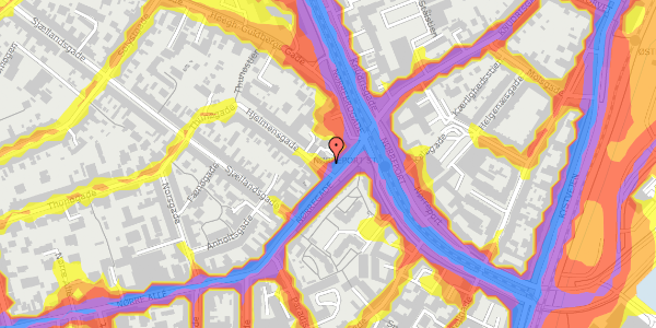 Trafikstøjkort på Hjelmensgade 2, 3. , 8000 Aarhus C