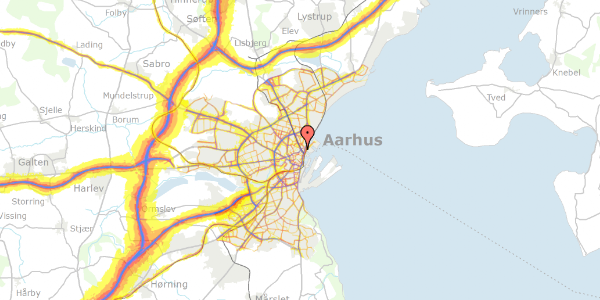 Trafikstøjkort på Hjelmensgade 4B, st. tv, 8000 Aarhus C