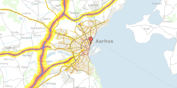 Trafikstøjkort på Hjelmensgade 20, st. th, 8000 Aarhus C