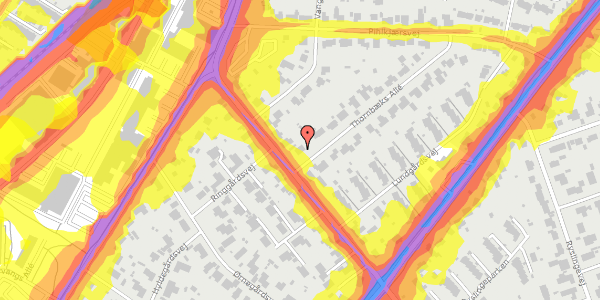 Trafikstøjkort på Thornbæks Allé 1A, 8270 Højbjerg