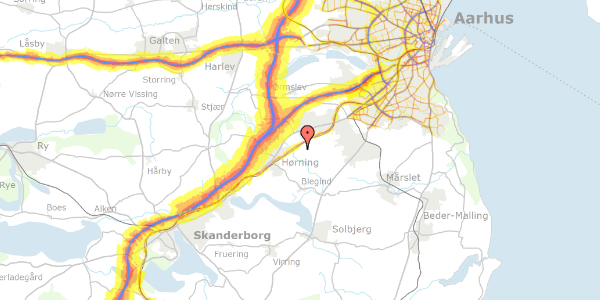 Trafikstøjkort på Hovvejen 65, 8361 Hasselager