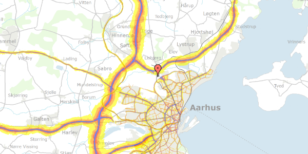 Trafikstøjkort på Humlehusvej 24, 8200 Aarhus N