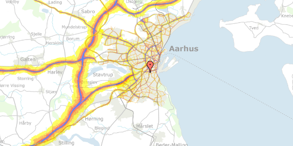 Trafikstøjkort på Husumvej 1, 2. 3, 8000 Aarhus C