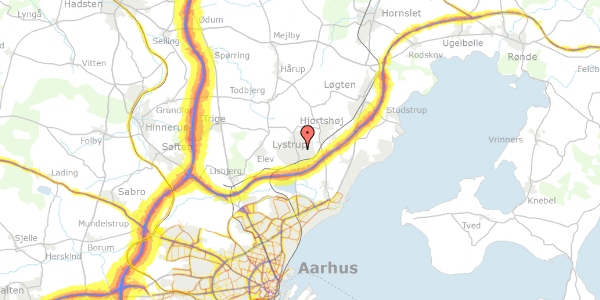 Trafikstøjkort på Hyldehaven 43, 8520 Lystrup
