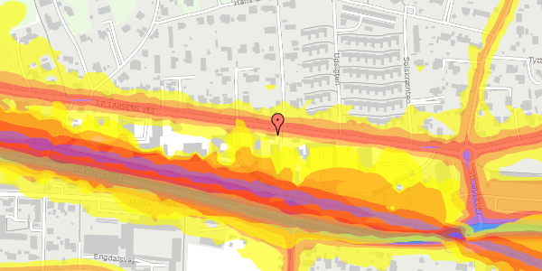 Trafikstøjkort på J.P. Larsens Vej 9, 8220 Brabrand