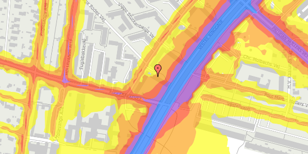 Trafikstøjkort på Jens Baggesens Vej 14, 1. th, 8210 Aarhus V