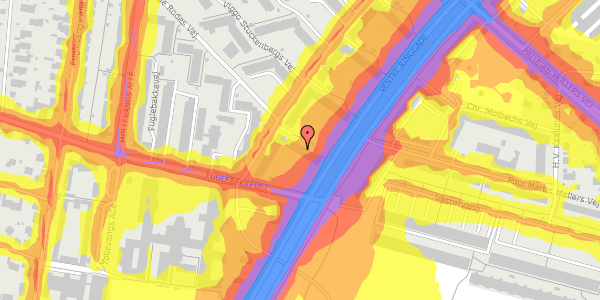 Trafikstøjkort på Jens Baggesens Vej 16, 3. th, 8210 Aarhus V