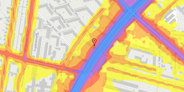 Trafikstøjkort på Jens Baggesens Vej 36, 3. th, 8210 Aarhus V