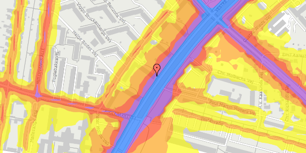 Trafikstøjkort på Jens Baggesens Vej 38, 1. th, 8210 Aarhus V