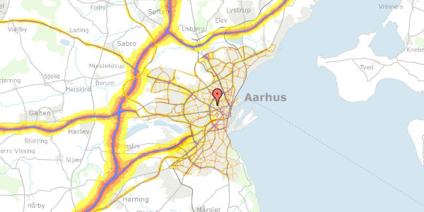 Trafikstøjkort på Johan Langes Vej 7, st. , 8000 Aarhus C