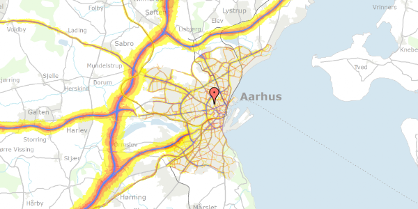 Trafikstøjkort på Johan Langes Vej 14, 8000 Aarhus C