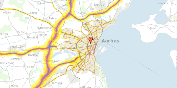 Trafikstøjkort på Johan Langes Vej 16, 8000 Aarhus C