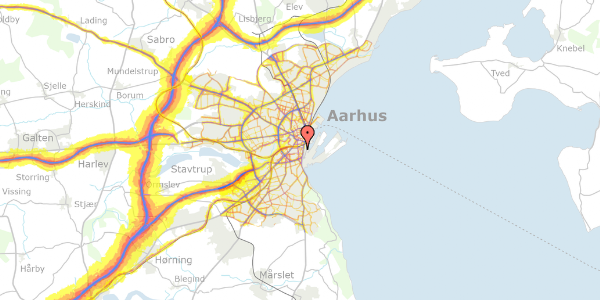 Trafikstøjkort på Jægergårdsgade 116, st. 1, 8000 Aarhus C