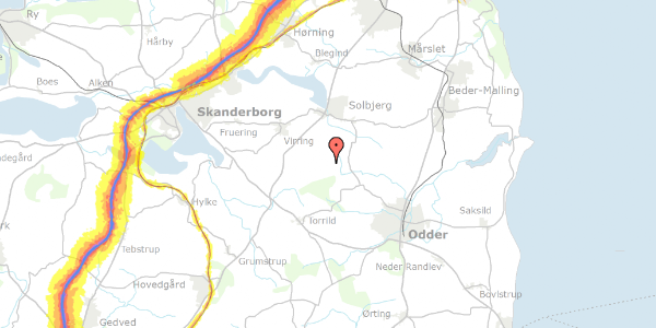 Trafikstøjkort på Kannevej 10, 8355 Solbjerg