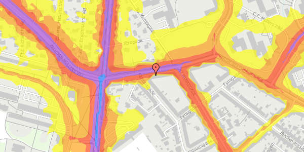 Trafikstøjkort på Kaserneboulevarden 21, 2. tv, 8000 Aarhus C