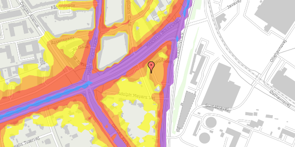 Trafikstøjkort på Kildegården 10, kl. 9, 8000 Aarhus C