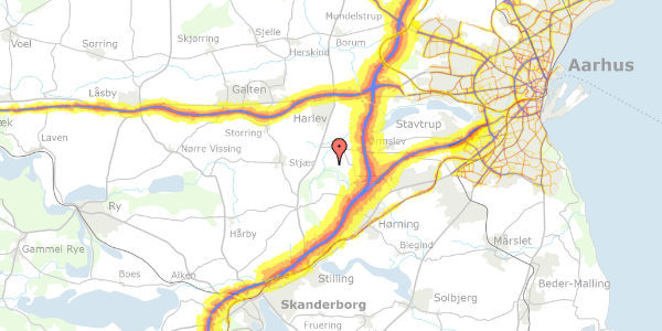 Trafikstøjkort på Knudevejen 28, 8362 Hørning