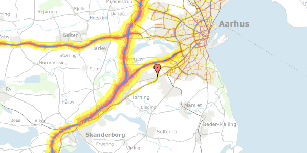 Trafikstøjkort på Koltvej 20, 8361 Hasselager