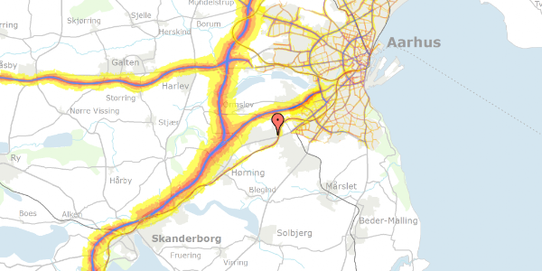 Trafikstøjkort på Koltvej 24, 8361 Hasselager