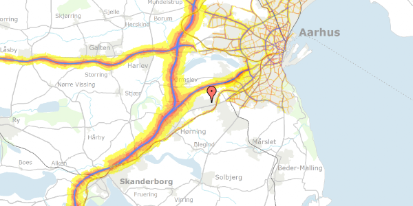 Trafikstøjkort på Koltvej 51, 8361 Hasselager