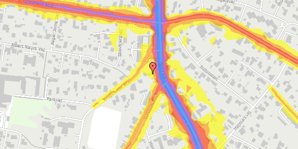 Trafikstøjkort på Kragelunds Allé 1F, 8270 Højbjerg