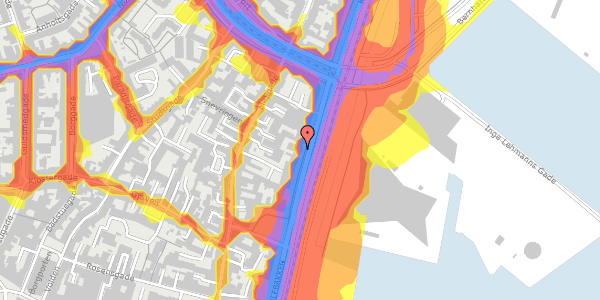 Trafikstøjkort på Kystvejen 23, 4. , 8000 Aarhus C