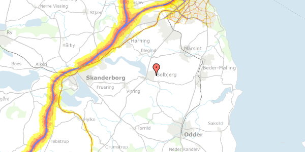 Trafikstøjkort på Kærgårdsparken 45, 8355 Solbjerg