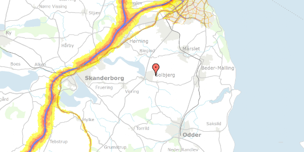 Trafikstøjkort på Kærgårdsparken 119, 8355 Solbjerg