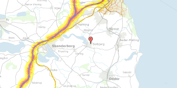 Trafikstøjkort på Kærgårdsvej 19, 8355 Solbjerg