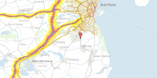 Trafikstøjkort på Laurbærvænget 28, 8310 Tranbjerg J