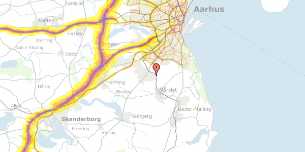 Trafikstøjkort på Laurbærvænget 80, 8310 Tranbjerg J