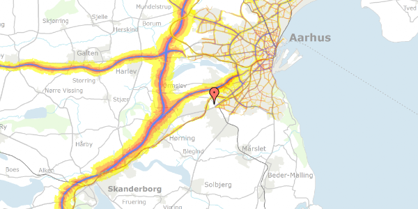 Trafikstøjkort på Lemmingvej 206, 8361 Hasselager