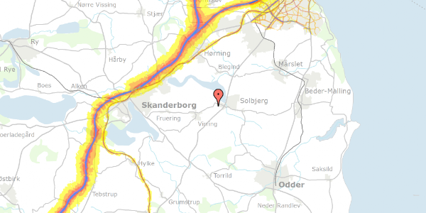 Trafikstøjkort på Lykkegårdsvej 24, 8355 Solbjerg