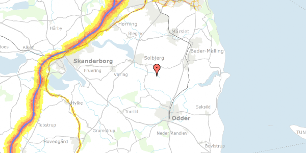 Trafikstøjkort på Løjenkærvej 9, 8300 Odder