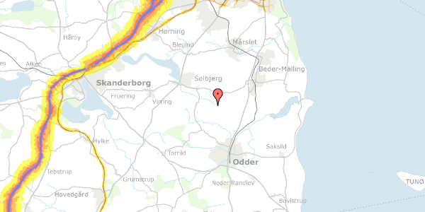 Trafikstøjkort på Løjenkærvej 13, 8300 Odder