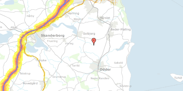 Trafikstøjkort på Løjenkærvej 15, 8300 Odder