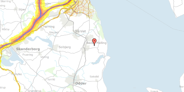 Trafikstøjkort på Malling Bjergevej 10, 8340 Malling