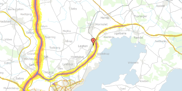 Trafikstøjkort på Manbjergvej 6, 8541 Skødstrup