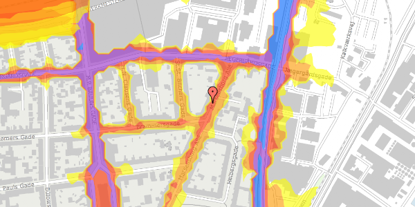 Trafikstøjkort på Marselisborg Allé 10, 3. tv, 8000 Aarhus C