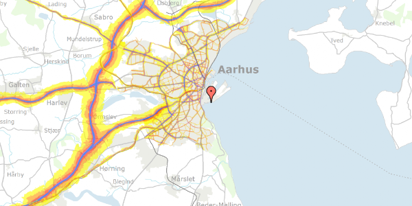 Trafikstøjkort på Marselisborg Havnevej 36, st. th, 8000 Aarhus C