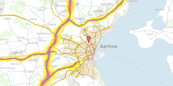 Trafikstøjkort på Myggenæsvej 4B, 8200 Aarhus N