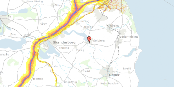 Trafikstøjkort på Møddebrovej 13, 8355 Solbjerg