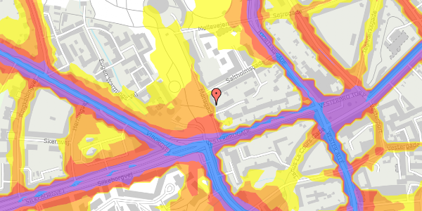 Trafikstøjkort på Mønsgade 10, kl. , 8000 Aarhus C