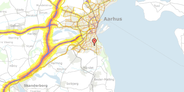 Trafikstøjkort på Niels Bjerres Vej 34, 8270 Højbjerg