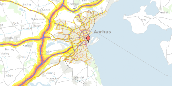 Trafikstøjkort på Nyborggade 3, 1. th, 8000 Aarhus C