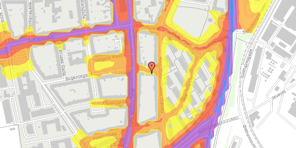 Trafikstøjkort på Nyborggade 4, st. tv, 8000 Aarhus C