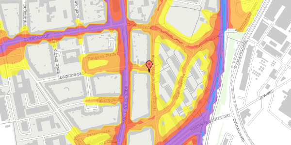 Trafikstøjkort på Nyborggade 6, 3. tv, 8000 Aarhus C