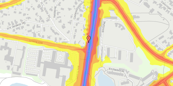 Trafikstøjkort på Oddervej 112A, 8270 Højbjerg