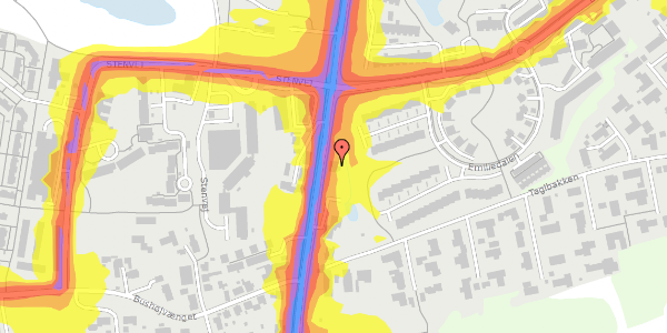 Trafikstøjkort på Oddervej 153, 8270 Højbjerg