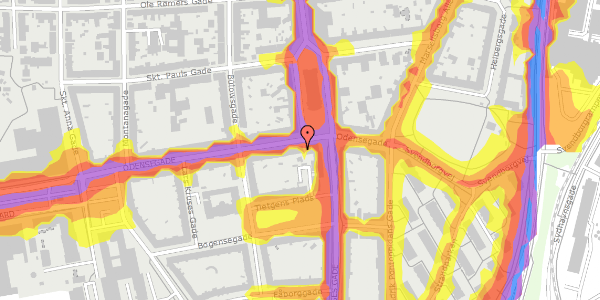 Trafikstøjkort på Odensegade 15, st. , 8000 Aarhus C